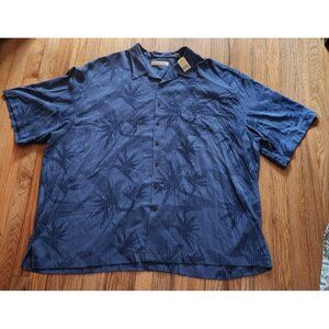Tommy Bahama Shirt Blue 4XB 4XL Ocean Deep Water 100% Silk Palm Trees NEW